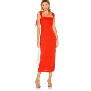CAPULET Camille Midi Dress in Tangerine, Sz M